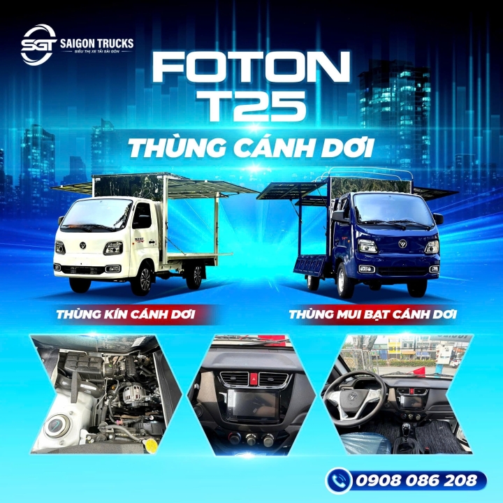 XE TẢI FOTON T25 THÙNG CÁNH DƠI